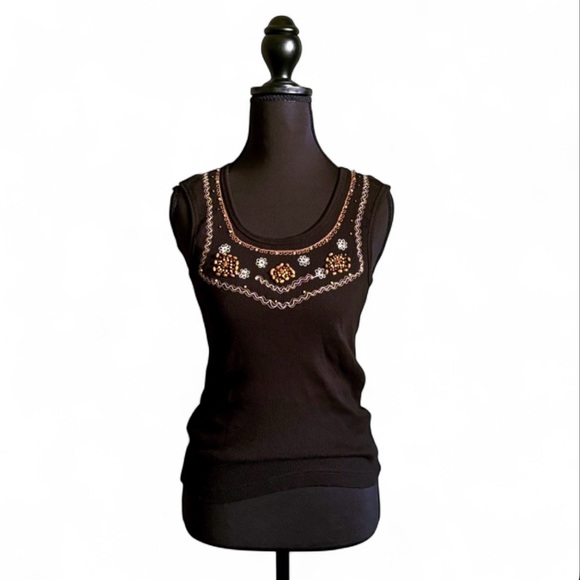 Embellished Black Tank Top - Picture 1 of 3